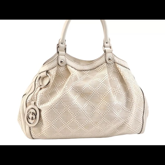 Gucci Sukey Woven Rafia Diamanté Tote - Picture 1 of 12